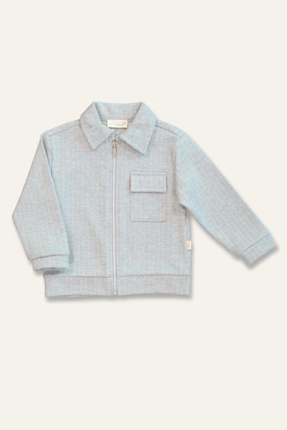 Erkek Çocuk Fermuarlı Örme Ceket - Gri Gri