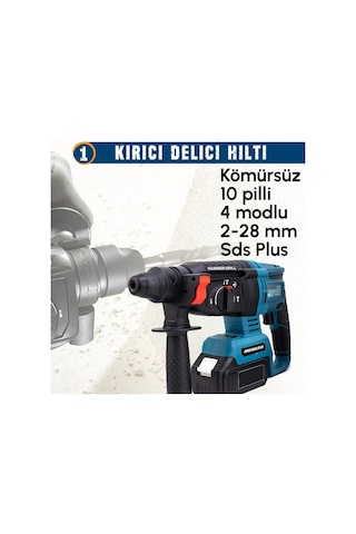 Prohummer Ph279 Akülü Kömürsüz 3ın1 Matkap Seti - 800nm Somun Sökme, Kırıcı Delici , 125mm Avuç Taşlama, Powerbank Ve Led 21v 4ah
