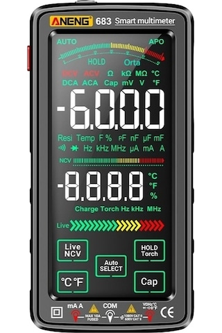 Aneng 683 Tam Ekran Multimetre Dijital Yüksek Hassasiyetli Akıllı Otomatik Aralık Multimetre