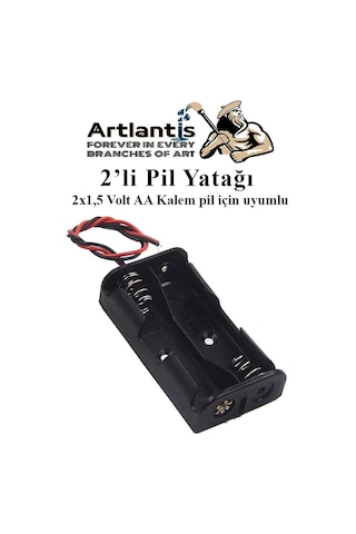 2 Li Pil Yatağı Deney 1 Adet Pil Yuvası Pil Kutusu Aa Kalem Kalın Pil 2x1,5 Volt Yaylı Pil Yuvası