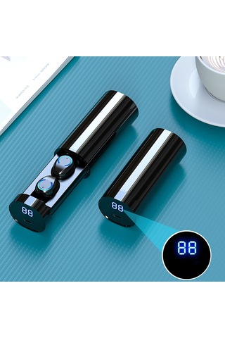 F9-6 Tws Cvc8.0 Gürültü Önleyici Dokunmatik Bluetooth Kulaklık, Pull-out Silindirik Şarj Kutusu, Destek Led Güç Dijital Ekran Ve Çağrı Ve Siri Siyah