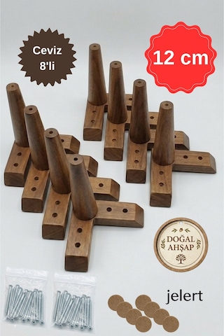 Masif Gürgen Ahşap 12 Cm Koyu Ceviz-sekizli, Mobilya Yükseltme Ayağı, Robot Süpürge Uyumlu, 1. Sınıf Gürgen Ağacı, Kanepe Berjer Koltuk Tv Ünitesi Yükseltici Ayak