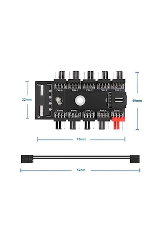 10 Port Fan Çoğaltıcı Hub Kartı Ide Güç Giriş Soketi 12v 3 4 Pin