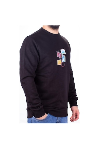 Twister 1929 Siyah Bisiklet Yaka Erkek Sweat Siyah