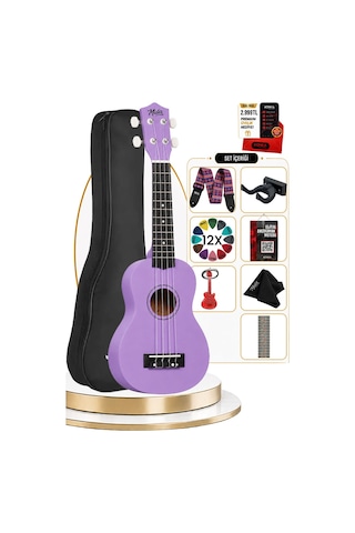 Midex Ukx-901prp Mor Soprano Ukulele Askı Çanta Metod Pena