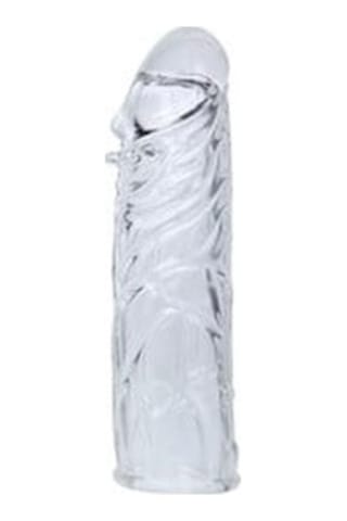 Red Fox 14 Cm Damarlı Uzatmalı Şeffaf Silikon Penis Kılıfı