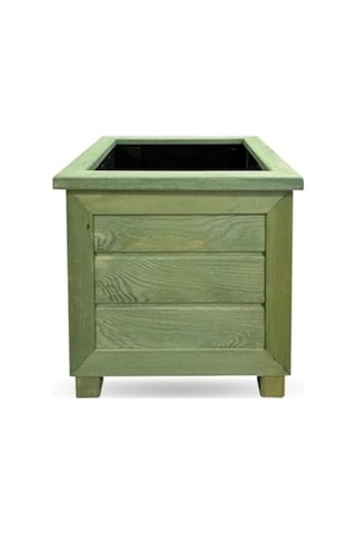 Kaf Ahşap Dekoratif Ahşap Saksı / Emprenye Yeşil