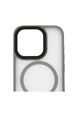 Apple Uyumlu iPhone 15 Pro Deep Kılıf Magsafe Şarj Destekli Kamera Korumalı Darbe Önleyici Kılıf Gri