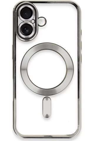Newface  Apple  Uyumlu iPhone 16 Plus Kılıf Kross Magneticsafe Kapak - Gümüş