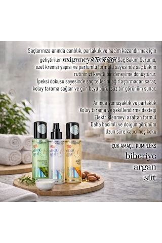 Exigency Durulamasız Süt Argan Yağlı Acil Bakım & Onarım Saç Krem Serum 100ml