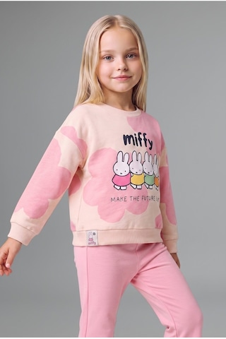 Defacto Miffy Baskılı Sweatshirt Üst İspanyol Paça Pantolon Alt 2li Takım Kız Bebek I2162a526auer233 Ekru-er233