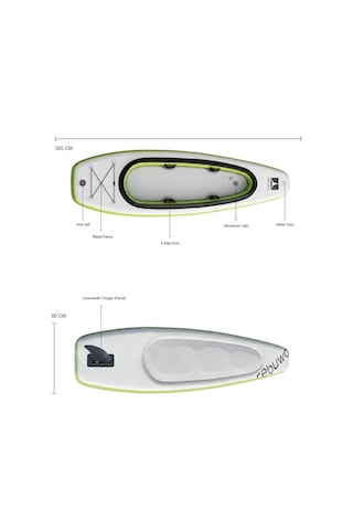 Kano Ve Paddle Board Seti İkisi Bir Arada Sup Board Şişme Kayak Yeşil