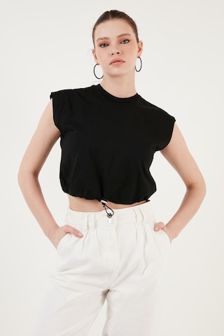 Lela Bisiklet Yaka % 100 Pamuk Crop Bayan T Shirt 5865587 Siyah