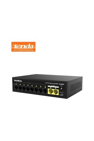 Tenda S110gpc 8 Port Poe 10/100 2 Port Gigabit Uplink Yönetilemez 65w Poe Switch
