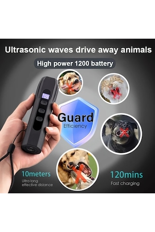 Willowhaven Led Fenerli Ses Dalgası Teknolojili Parlak Siyah Hayvan Kovucu 3 Mod Usb Şarj Edilebilir Köpekler Kediler Sincaplar İçin El Tipi Sönik Kovucu