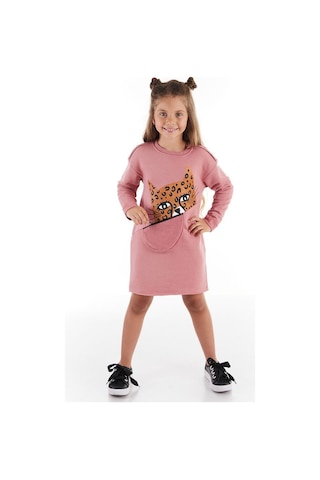 Denokids Mushi Leopar Cepli Kız Elbise Pembe