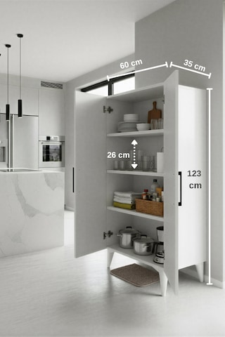 Aruat 4 Raf'lı Çok Amaçlı Kullanım Sunan Kapaklı Dolap 35 110 Beyaz