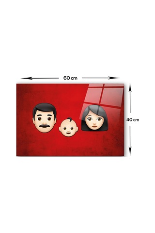 Decorita Emoji Ailesi Anne & Baba & Çocuk Cam Ocak Arkası 40x60cm