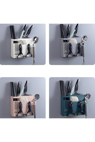 Dancemonkey Duvara Monte Çok Fonksiyonlu Kaşık Bıçak Tutucu Gri, Küçük Ve Pratik Gri
