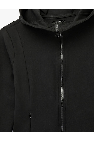 Koton Kapüşonlu Uzun Kollu Cep Detaylı Fermuarlı Spor Sweatshirt Siyah 6sak20008nk