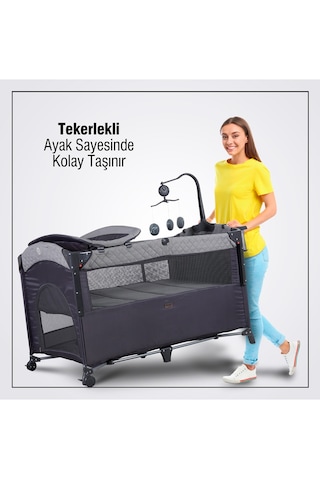 Prego 8044 Miami Plus Anne Yanı Oyun Parkı 70x120 Cm Gri