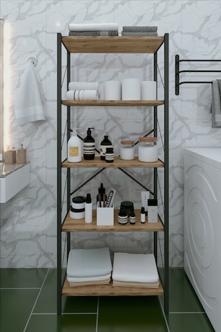 Çok Raflı Dekoratif Banyo Dolabı Ahşap