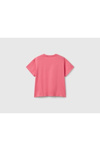 United Colors Of Benetton Benetton Kız Çocuk Önü Payet İşlemeli Baskılı T-shirt Pembe