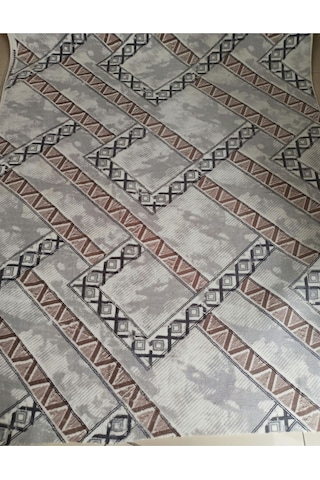 Aslan Home Kilim Desenli Yıkanabilir Kaymaz Taban Dört Mevsimlik Salon, Banyo, Balkon, Genç Odası Kesme Yolluk Metalik