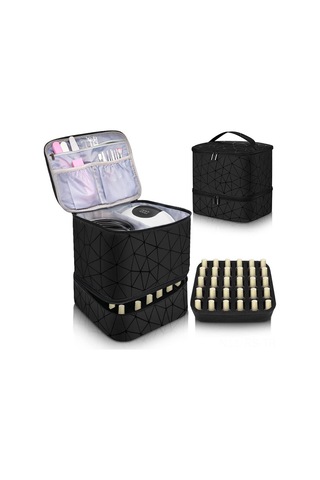 Reedark Taşınabilir Çift Katmanlı Tırnak Bakım Çantası - 30 Şişe Kapasiteli Çok Renkli