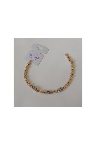 Xuping Vıp Kaliteli Antialerjik Üç Kare Labirent Motifli Zirkon Taşlı Rose Gold Bileklik Rose Gold
