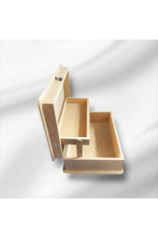 Ahşap- Boyanabilir- Klipsli Asansörlü Takı Kutusu