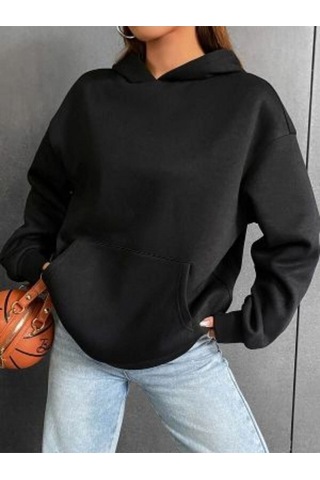 Altamira Unisex Siyah Future Sırt Baskılı Kapşonlu Oversize Sweatshirt 001