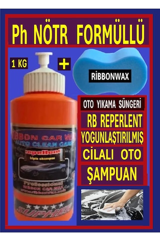 Reperlent Ph Nötr Formüllü Cilalı Oto Yıkama Şampuanı 1 Kg + Oto Yıkama Süngeri