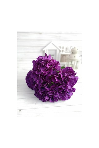 Yapay Çiçek Ortanca Çiçeği Demeti 43 Cm Mor Koyu
