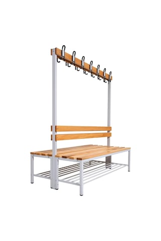 Ayakkabılıklı 4 Ayaklı Çift Taraflı Bank, Kanca Şeritli Bank, 14 Kanca, 150x85x170 Cm, Spor Bankı