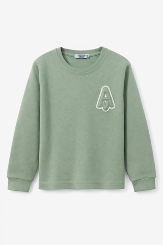 Tanem Kids Erkek Çocuk Jakarlı Yeşil Örme Sweatshirt Yeşil