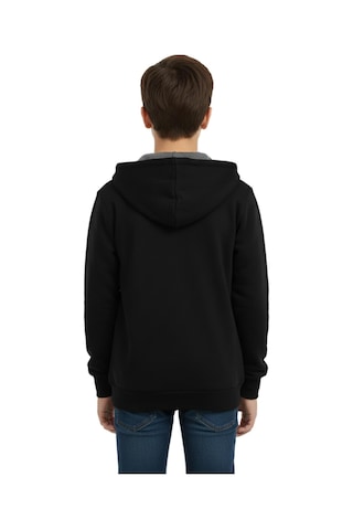Pandonim Siyah Fermuarlı Kapüşonlu Cepli Kız Erkek Sweatshirt Bgl-st05001 Siyah