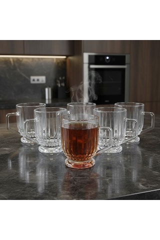 Elysia Desen 6 Kişilik Cam Çay-kahve Takımı - 6 X 160 Ml. Şeffaf
