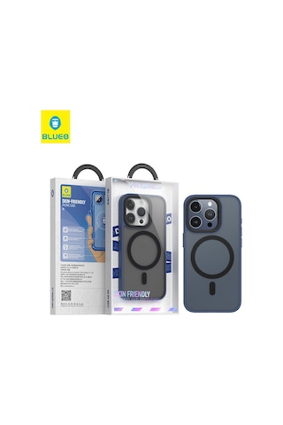 Apple Uyumlu iPhone Blueo 15 Lacivert Frosted Skin Friendly Telefon Kılıf.