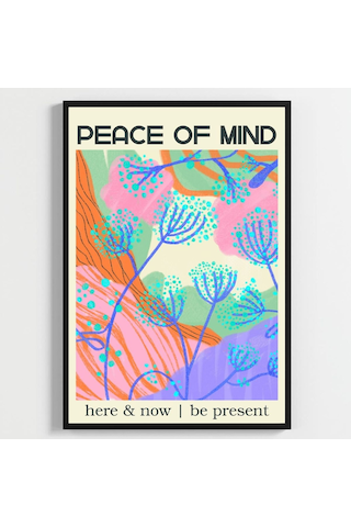 Besay Çiçek Desenli Peace Of Mind Duvar Posteri-estetik Dekoratif A2 Çerçevesiz