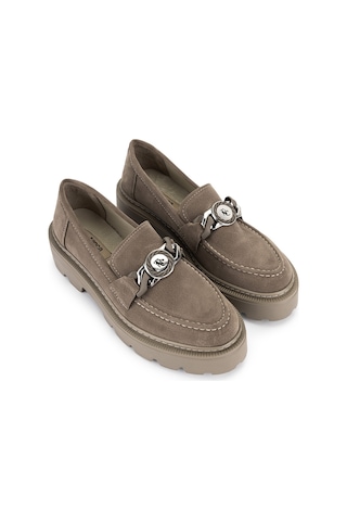 Tamer Tanca Kadın Vegan Vizon Loafer Ayakkabı 817 0890 Bn Ayk Sk22/23 Vızon Suet Vizon