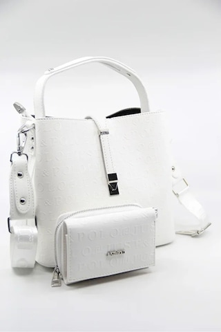 Just Polo Kadın Su Geçirmez Şık El & Omuz Çantası Ve Cüzdanı Kombin Shopper Beyaz