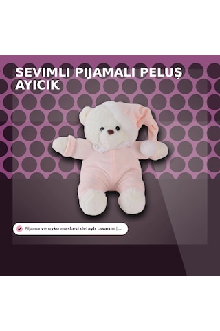 Bay Pembe Renkli 30 Cm Boyunda Yumuşak Peluş Ayıcık Oyuncak - Sevimli Tasarım Najmaddin