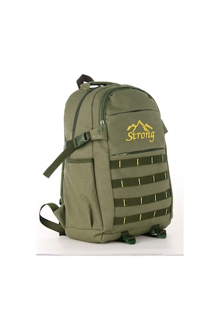 Strong Unisex Kanvas Kumaş Laptop Bölmeli Outdoor Sırt Çantası Dağcı Sırt Çantası Haki Yeşil