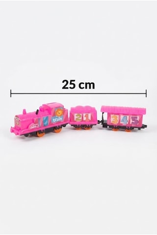 Pembe İstasyonlu Pilli Oyuncak Tren Seti - 26 Parça Hareketli Lokomatif Ve Vagon Seti