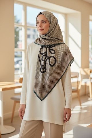 Deserto Fashion Saf İpek Twill Eşarp - Özel Tasarım Tok Duruşlu 90x90-1697 Çok Renkli