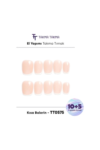 15'li Ten Rengi Kısa Balerin Tt0575 Tekrar Kullanılabilir El Yapımı Protez Takma Tırnak L