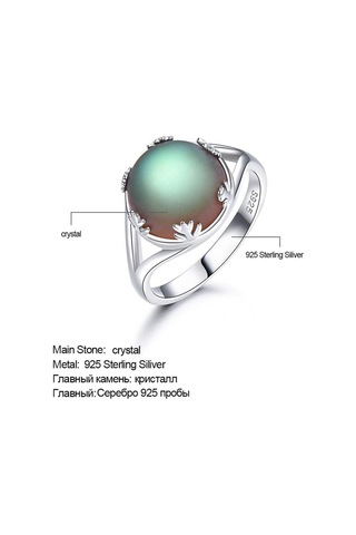 Yeşil Moda 925 Ayar Gümüş Yüzük Kadın Yüzük Aurora Mehtap Renkli Taş Yüzük Takı