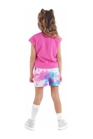 Denokids Mshb&g Yıldızlı Batik Kız Çocuk T-shirt Şort Takım Çok Renkli