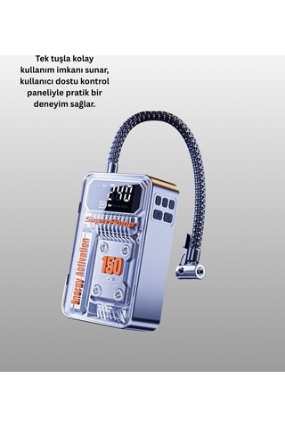 Hnrlıshp Mini Boy Elektrikli Şarjlı Yüksek Basınçlı Lastik Şişirme Pompası